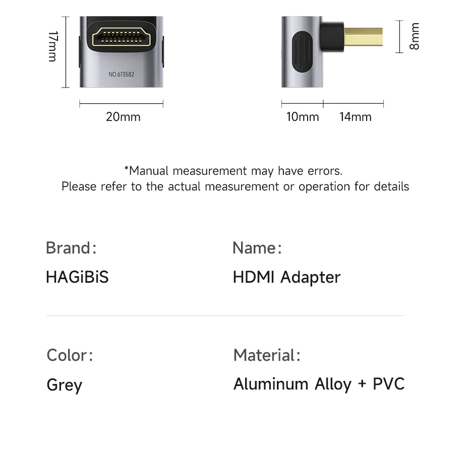 Hagibis HDMI 2.1 Right Angle Adapter 90°