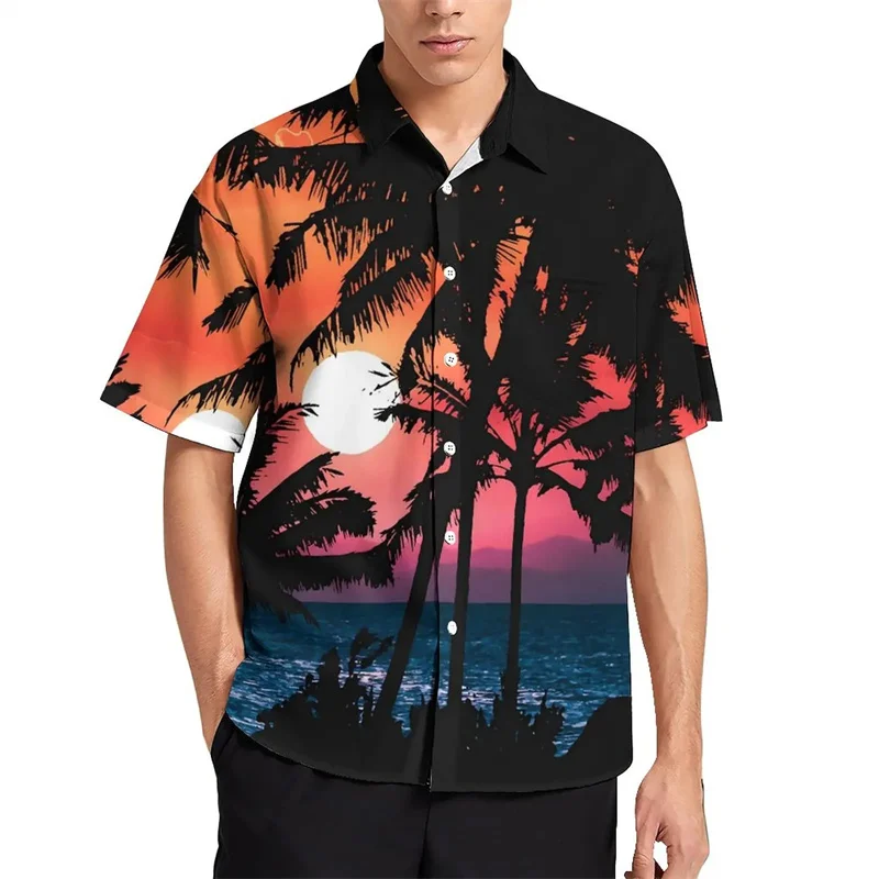 

Summer Harajuku 3D Palm Trees Printing Shirts Cocoanut Trees Graphic Short Shirts For Men Fashion Cool Clothing Hawaiian Blouses