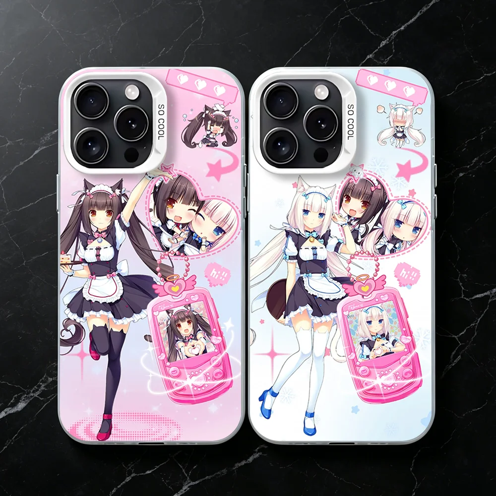 N-Nekopara-S Chocola Vanilla Handyhülle für iPhone 17 16 Pro Plus 15 14 13 12 11 Max Mini X XS Silikon Stoßfeste Schutzhülle