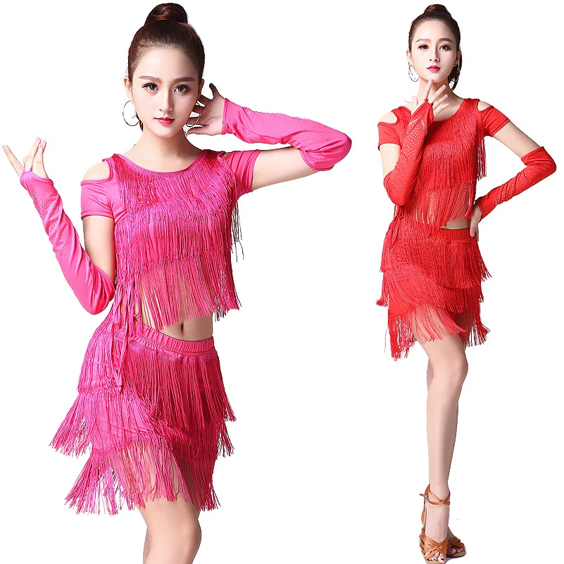 

Ladies Fringe Dance Skirt Women Party Ballroom Latin Tango Jazz Modern Samba Rumba Salsa Dance Dress Skirt 5Colors Free Shipping