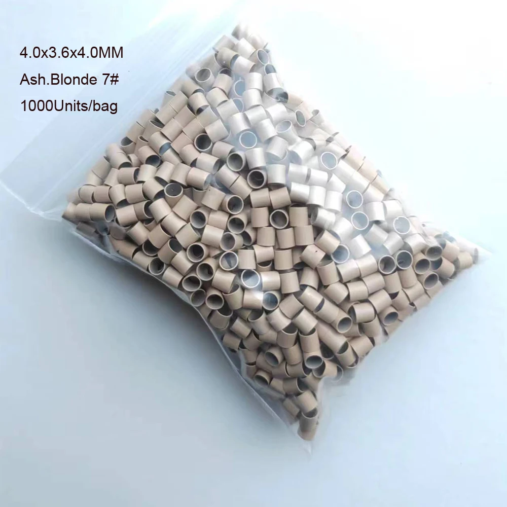 Micro Ring Links 1000Pcs Copper Micro Tubes Rings 4.0x3.6x4.0mm Links for Hair Extensions Straight Copper Micro Beads 4