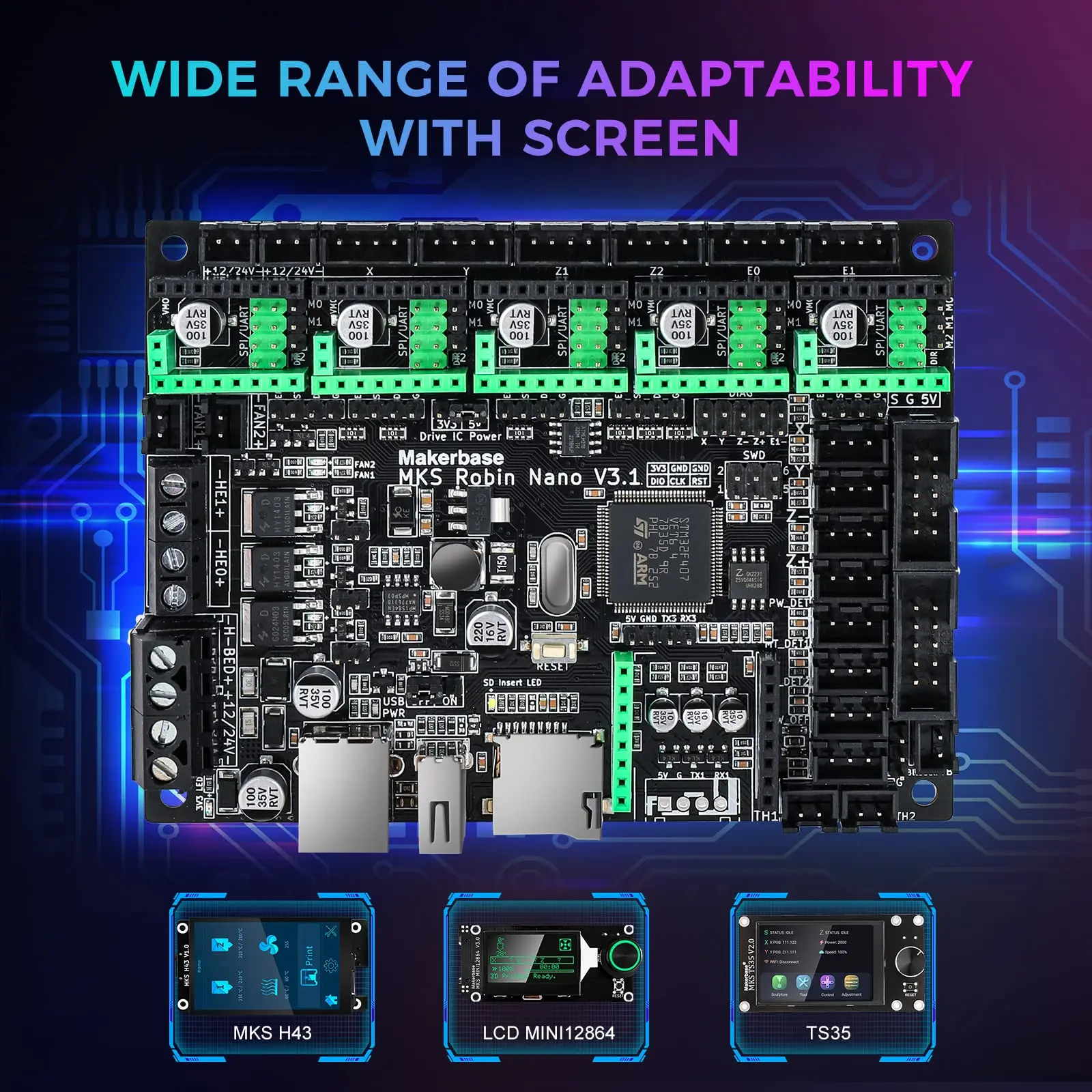 MKS Robin Nano V3.1 32 Ʈ  , 3.5 ġ TS35 ġ ũ, 3D  κ ü ǰ, Marlin 2.x Klipper