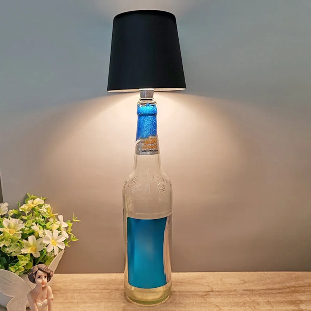 Metal Dimmable Bottle Lamp LED Table Lamp Rechargeable RGB Light Modes/3 Color LED Wine Bottle Lamp for Parties Bars Restaurants