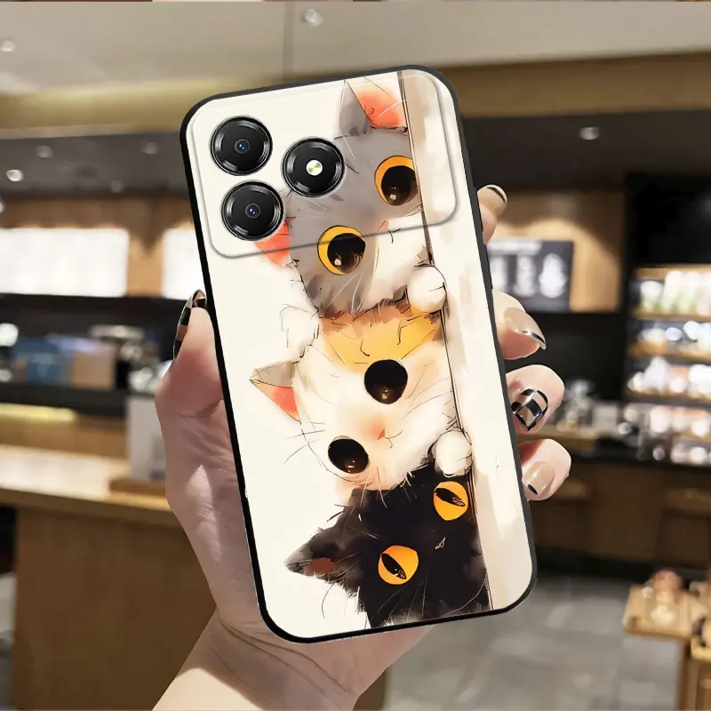 Floral Print Black Silicone Protective Phone Case