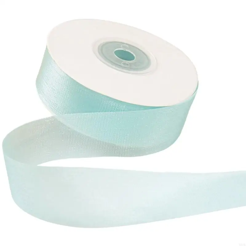 Rolle mit 25 mm x 20 Yards farbigem Band, transparentes Organzaband für Geschenkverpackungen, Schleifenherstellung, Zubehör Y08E – Detail 5