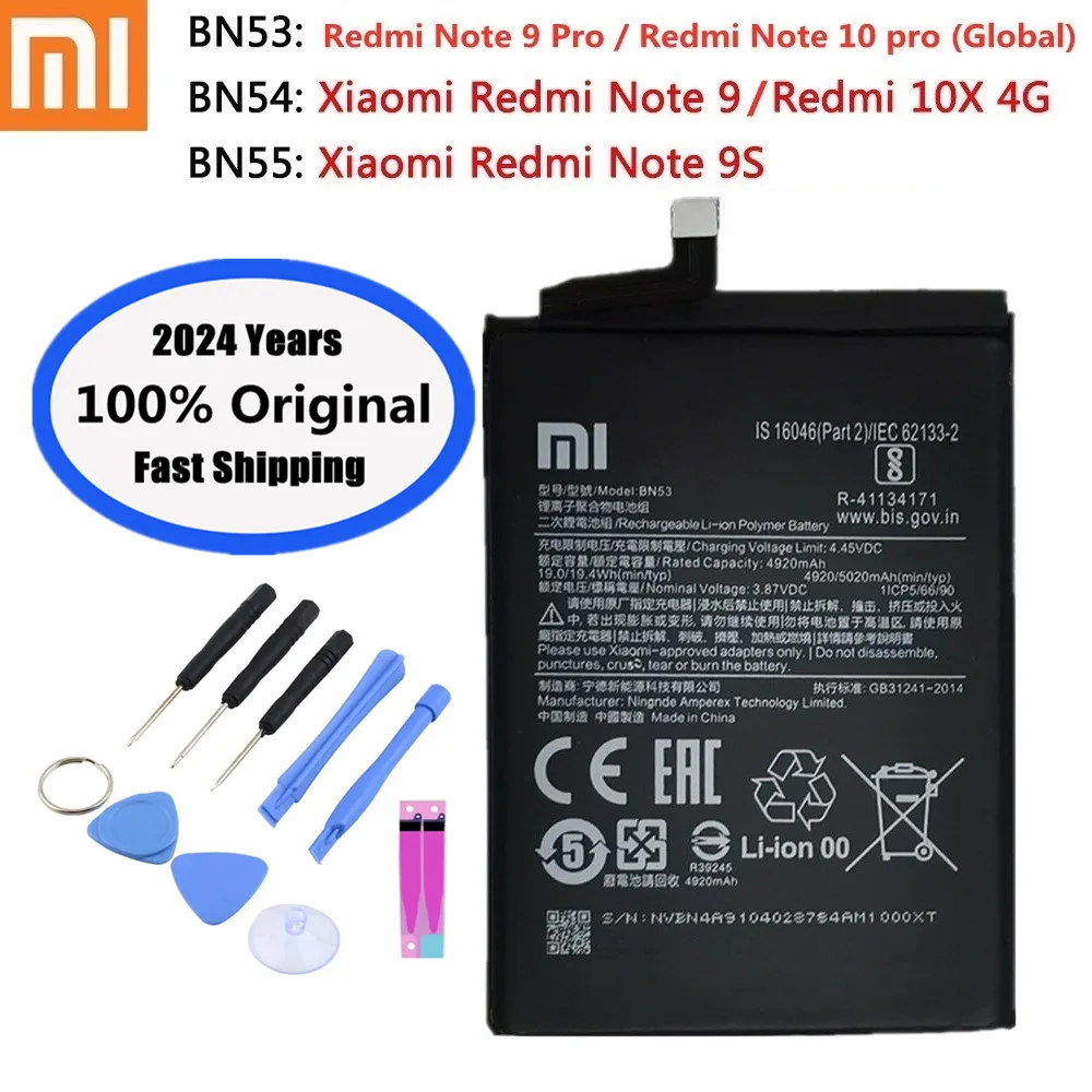 

2024 Years BN53 BN54 Original Battery BN55 For Xiaomi Redmi 10X Note 9 Pro 9Pro / Note 9S / Note 10 pro 10pro Battery Fast Ship