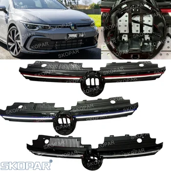 Upper Center Grille For VW Golf 8 MK8 GTI R R-Line 2020 – 2024 Car accessories Front LED DRL Running Light Lamp