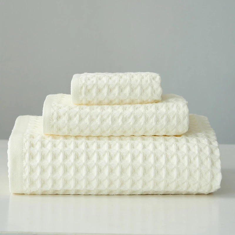 3pcs Premium Bath Towel Set Family Large Adult Pure Cotton White And