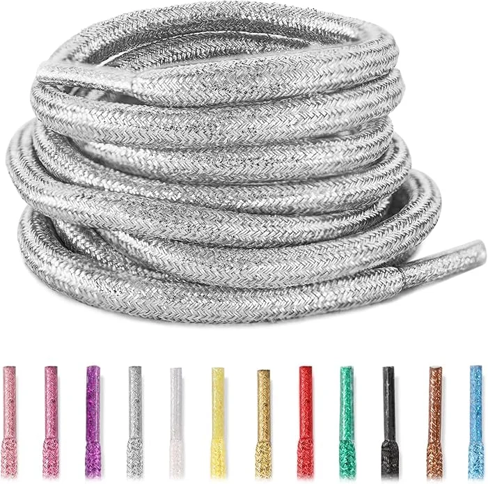 Glittering Metallic Sparkle Shoe Laces - Vibrant Shiny Replacement for Sneakers, Boots & Casual Shoes