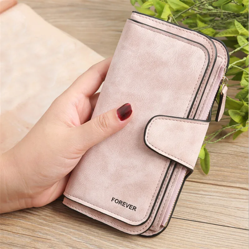 Women Scrub Leather Long Wallet High Quality Ladies Clutch Wallet Lady Purses Large Capacity Wallets Carteira Feminina 5 Choices 2