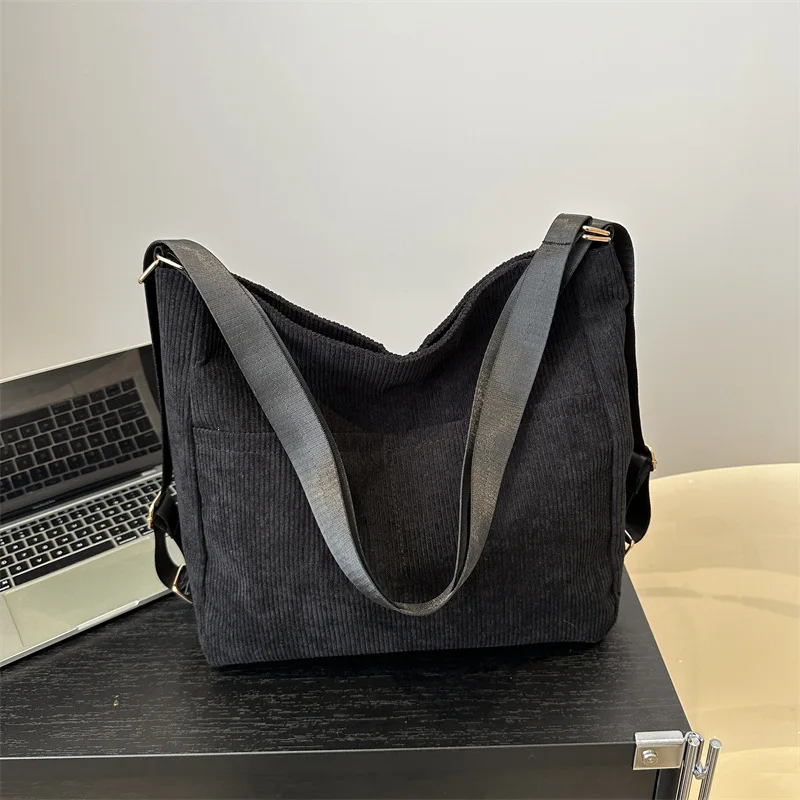 Japanese Corduroy Canvas Bag INS Student Shoulder Bag with Oblique Shoulder Across Tote Large-capacity Class Shoulder Bag