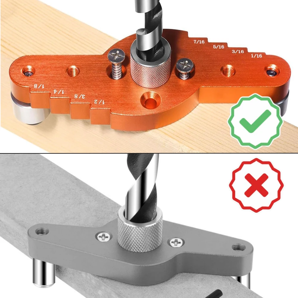 1pc Aluminium Vertikale Tasche Loch Jig Selbst Zentrierung Bohrer Guide Locator Holzbearbeitung Vertikale Dübel Jig Loch Puncher – Detail 6