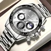 POEDAGAR Business Quartz Watch for Men Luxury Stainless Steel Waterproof Luminous Date Chronograph Watches Relogio Masculino