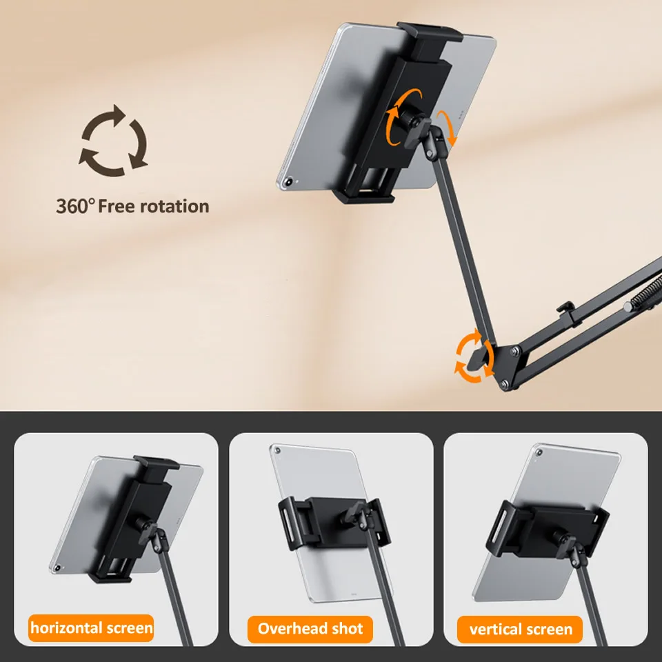 Outmix-telescópica Bed Stand Tablet Braço Preguiçoso Cama Mesa Tablet Mount Mini Ipad Clip Telefone 4129 - Imagem 6