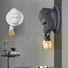 WALL MOUNTED GORILLA HEAD LIGHT Retro Led E27 Wall Light Home Loft Bedroom Bedside Home Decorative Wall Light 2