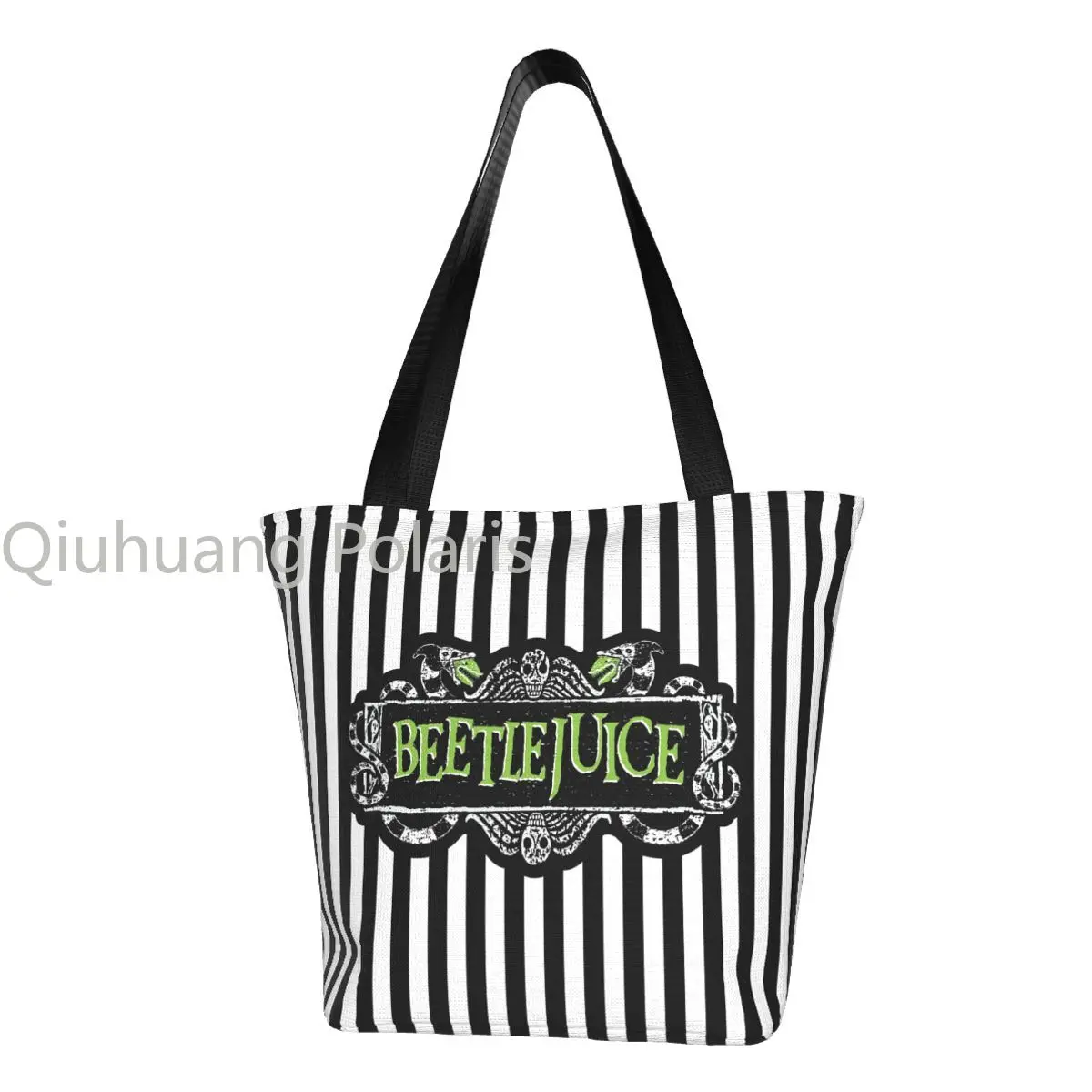 

Tim Burton Beetlejuice Groceries Shopping Tote Bag Women Cute Horror Movie Canvas Shopper Shoulder Bags Big Capacity Handbags