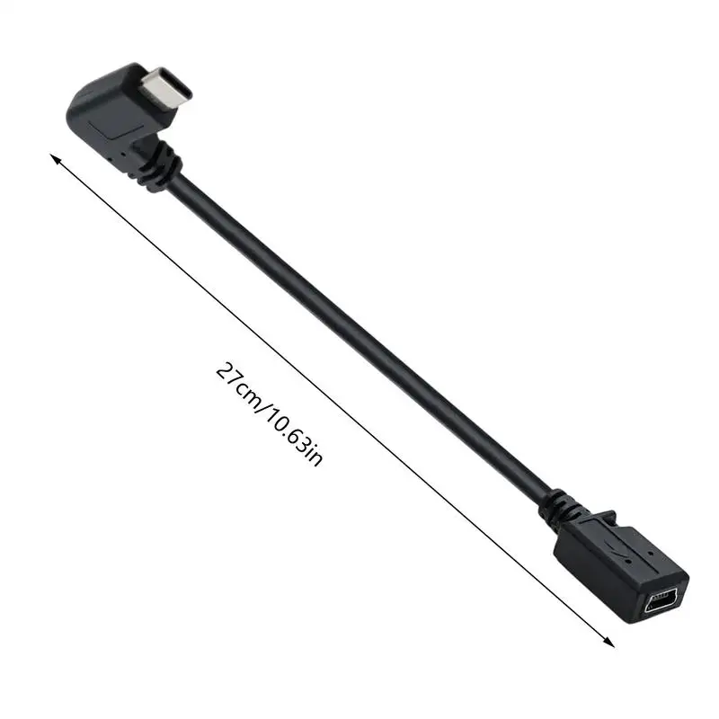 USB Type C to Mini USB Cable 90 Degree USB C Male to Mini USB Female Adapter Converter Charger Data Cable for Laptop Phones