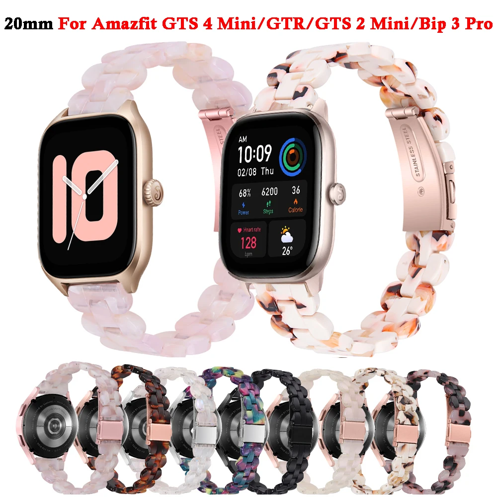 Pulseira de Resina para Amazfit Gts Mini Strap Mini 2e Gtr 42 mm Pulseira Correa Ver Bip Pro Pulseira Feminina 20 mm