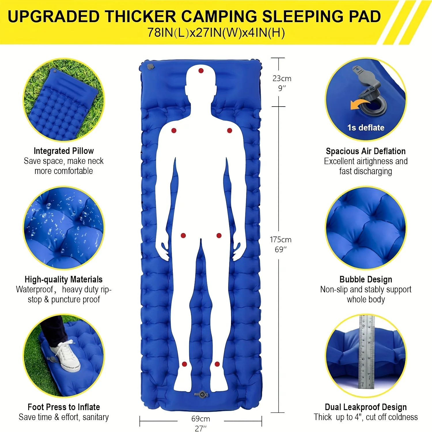 Outdoor camping super thick 4-inch inflatable sleeping mat 6