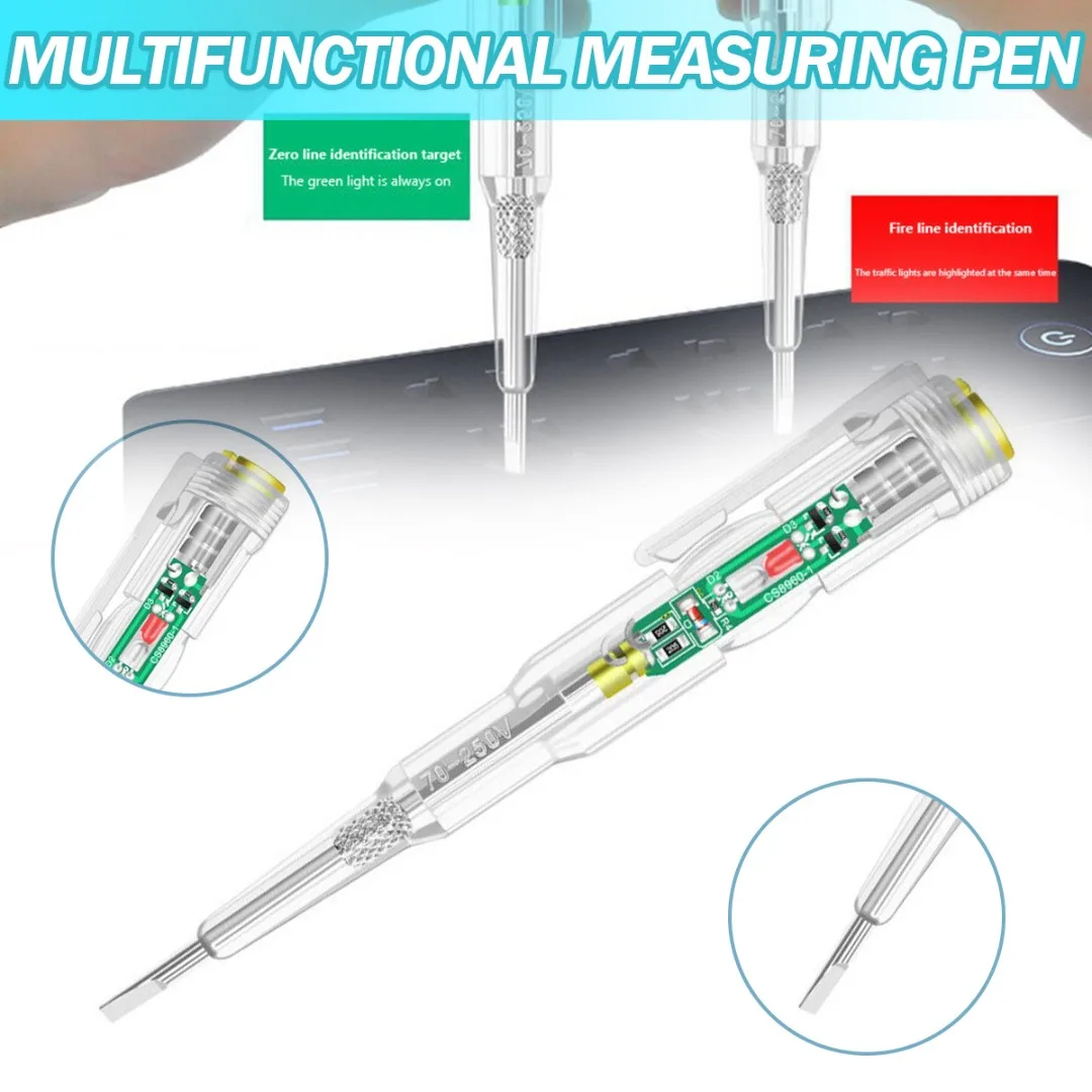 

Intelligent Induction Power Voltage Tester Pen Durable LED Indicate Electrical Testers Pens For Voltages Live Circuit 70-250V