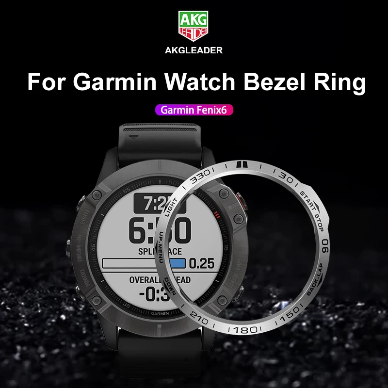 

AKGLEADER Steel Bezel Rings For Garmin Fenix7 7X 6 6XPro 6X Sapphire/5 Plus Adhesive Anti Scratch Metal Cover Protective Watch
