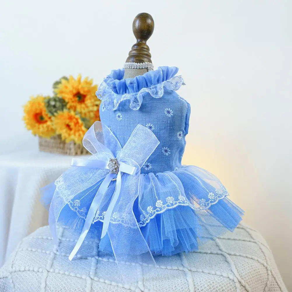 

Pet Dress Charming Bow Decorated Dog Dress Comfortable Cat Princess Dress With Traction Ring Pet Supplies