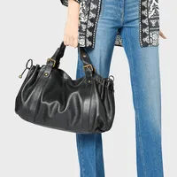 Sac à main à bandoulière Simple pour femmes, sac Boston élégant et polyvalent, sac de travail intérieur en Polyester doux 1