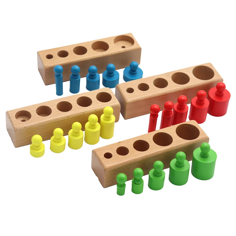 

New Montessori Cylinder Socket Puzzles Toy Baby Development Practice And SensesPreschool Educational Wooden Toys For Children