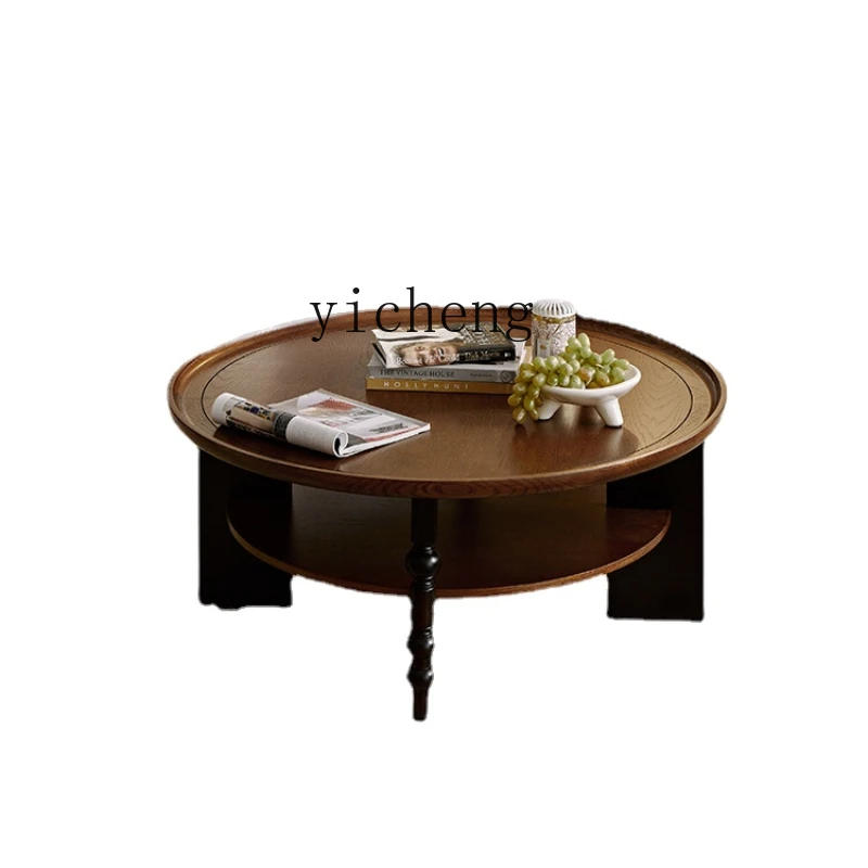 

Xl Retro Solid Wood Coffee Table round American Small Table Small Apartment Living Room Coffee Table
