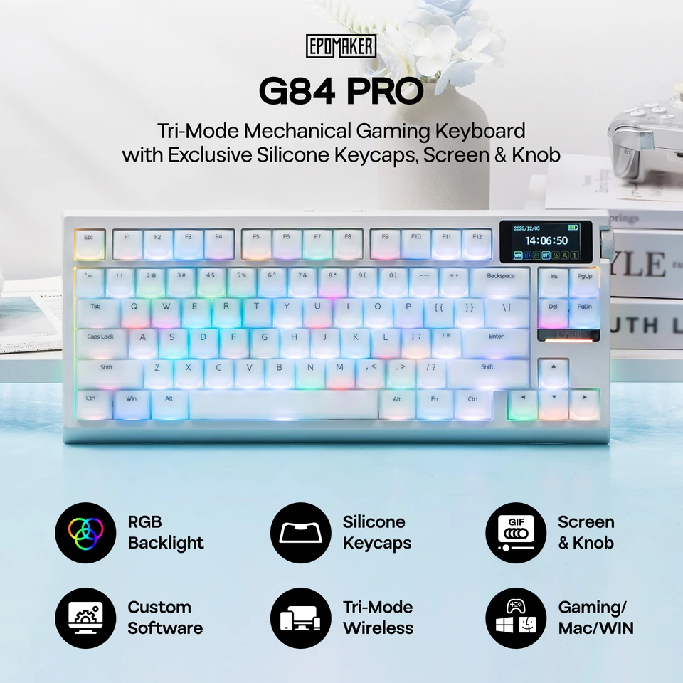EPOMAKER G84 PRO 80% QWERTY ANSI USレイアウト 有線/Bluetooth/2.4