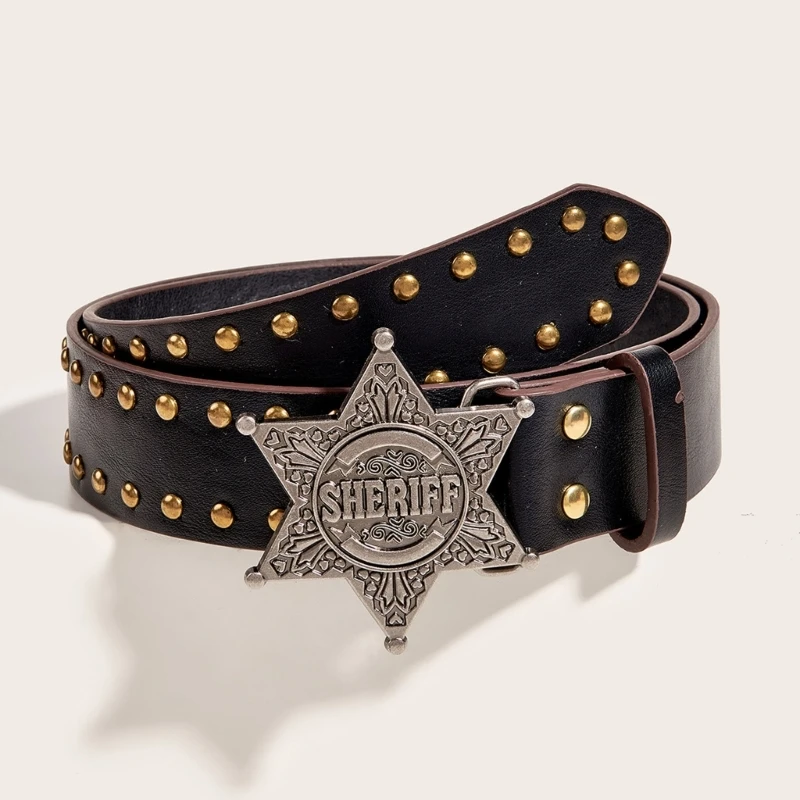 

European and American Star Buckle Rivet Jeans Belt All-Matched Fashion Belt Drop Shipping