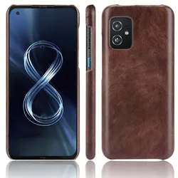 Luxurious PU Leather Matte Hard Back Phone Case in Elegant Design for Zenfone 8Z (Brown)