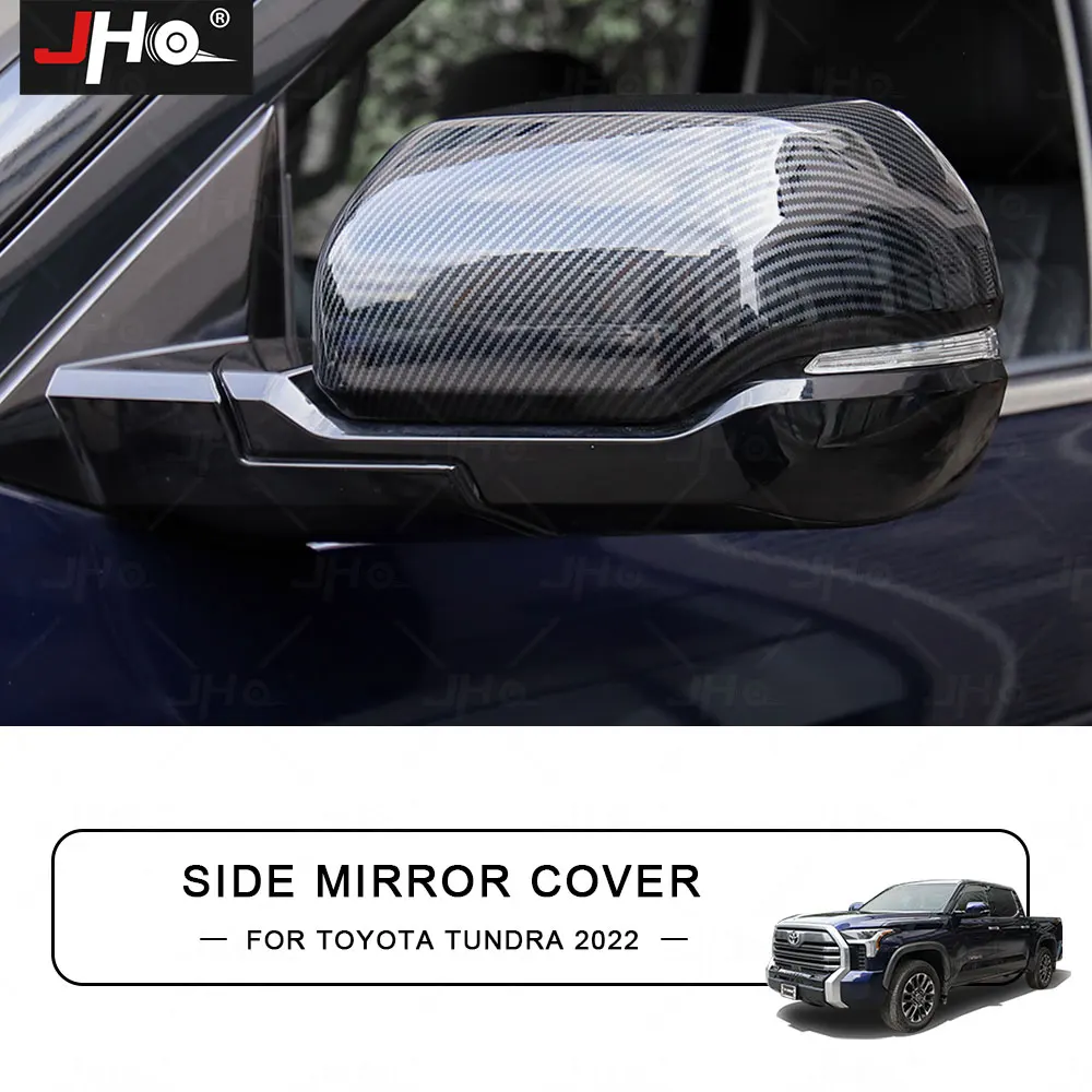 

JHO Carbon Grain Car Side Door Rearview Mirror Cover Trim For Toyota Tundra 2022 2023 Exterior Accessories