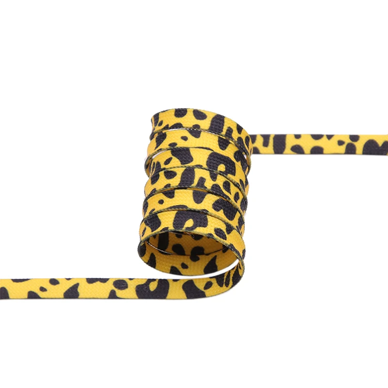 (30pairs/Lot) Weiou Fashion Trend Polyester Printed Flat Sports Shoelace Manufacturers Thermal Transfer Printing Leopard Laces