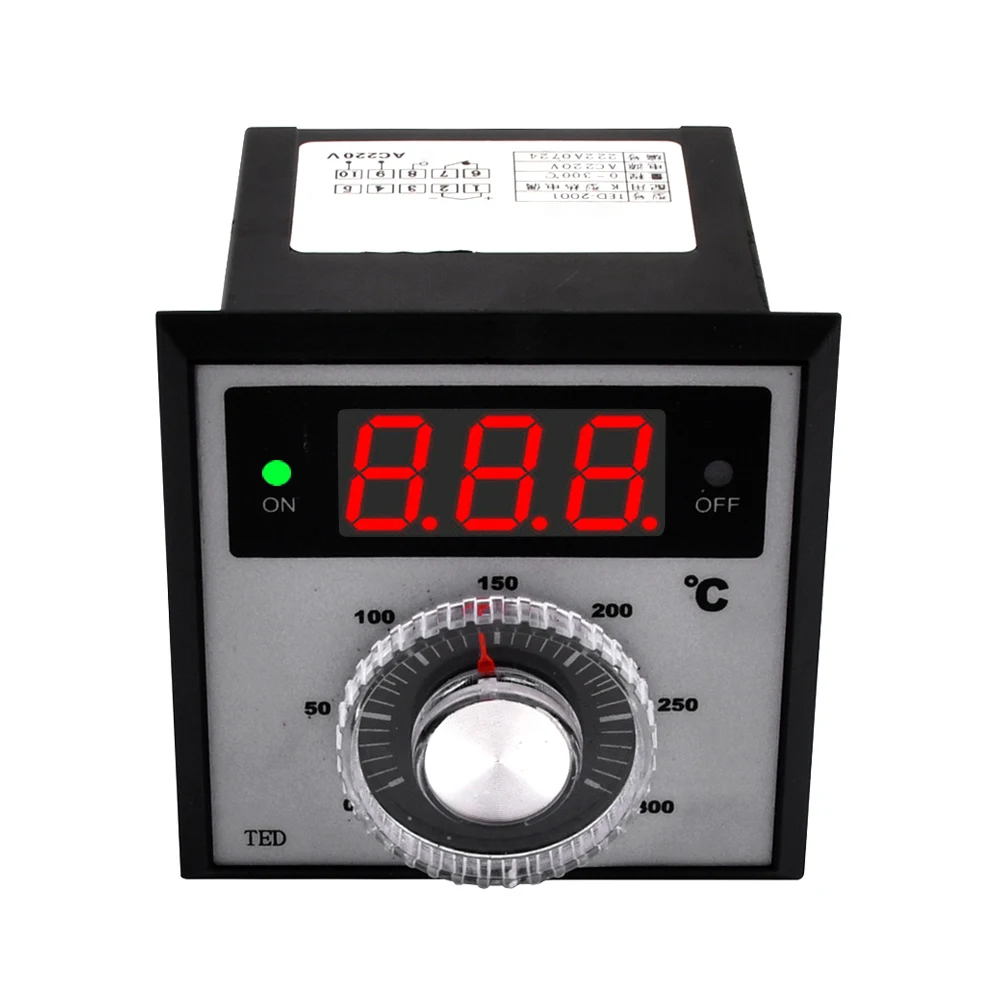 

TED-2001 Digital LED Display Temperature Controller AC 220V 0- 300 Degree K Type Thermocouple Thermostat Regulator Industry