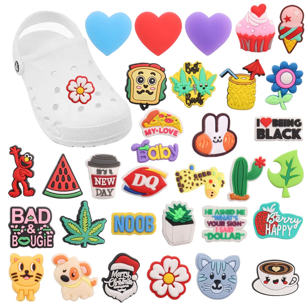 

1pcs Cute Cat Rabbit Dog Giraffe Animals Coffee Leaf Shoes Charms Accessories Children Sandals Buckle for Croc Jibz