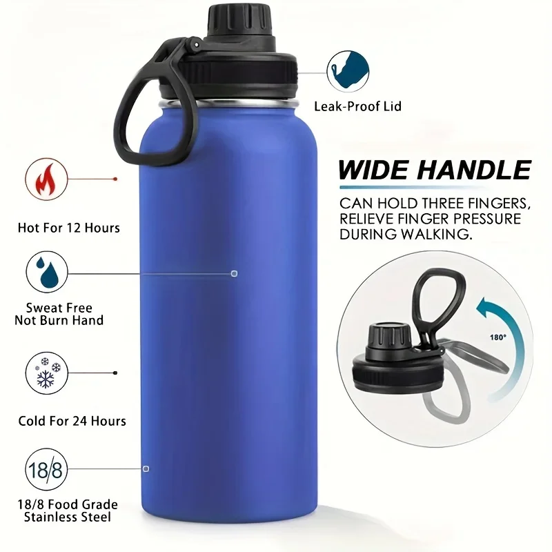 Acquista Borraccia in acciaio inossidabile da 1000 ml con cannuccia Borraccia sportiva calda per 12 ore, isolata a prova di perdite, senza BPA, per 24 ore in Italia a partire da 21