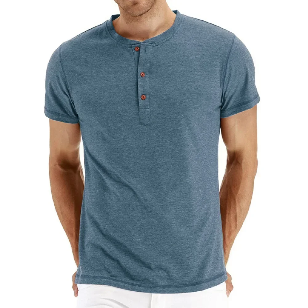 Brand-Quality-Cotton-Men-T-shirt-Henry-Neck-Fashion-Design-Slim-Fit ...