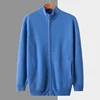 Wool DjzDsm Men's 100% Merino Wool Knitted Zipper cardigan Top Solid Color Stand Collar Long Sleeve Knitted Coat Autumn/Winter 1