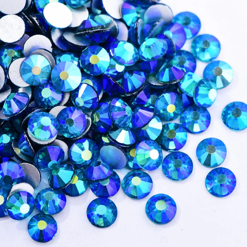 SS3-SS30 Peacock Blue AB Non hotfix Rhinestones Glitter Strass Glass Crystals Flatback Rhinestone for Nail Art Decorations