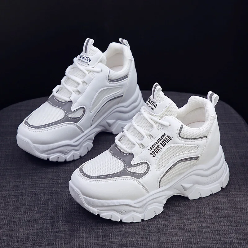 Sneakers Women Height Increase Summer Autumn Mesh Platform Leather Sandals Shoes Tenis Feminino Breathable Sports Shoes 36916
