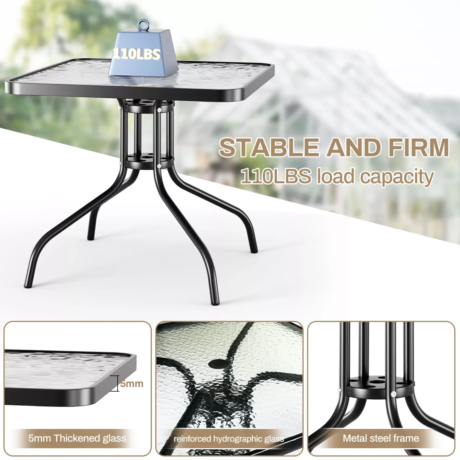 Patio Outdoor Dining Set 5 Piece, All Weather Furniture 3