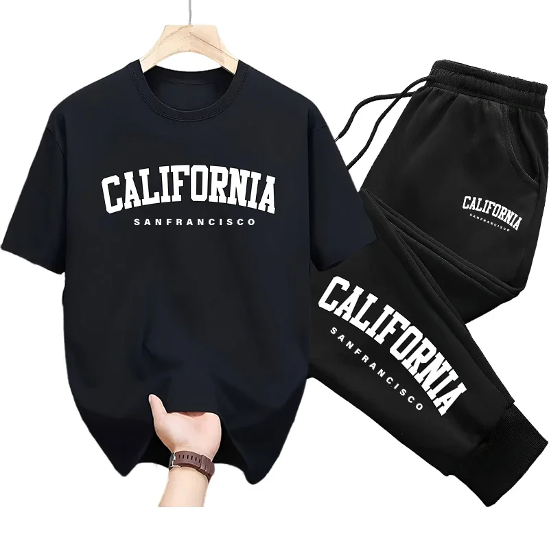 Cotton Tee and Sweatpants Set for Men