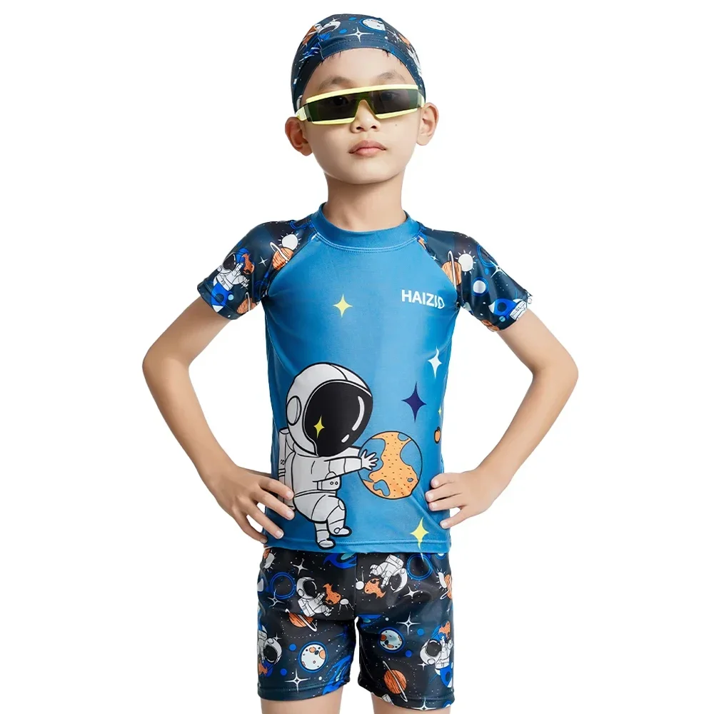 Cartoon Children's Swimwear Breathable Cartoon Boys Toddler Baby Split Design Swimsuit Beachwear Hat children swimsuit
