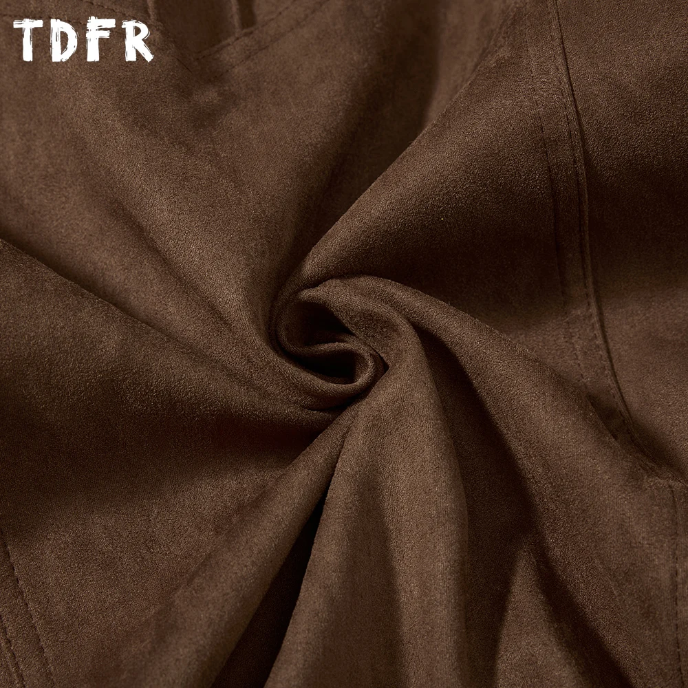 Giacca in pelle scamosciata impiombata retrò da uomo autunno inverno casual risvolto allentato manica lunga cerniera capispalla uomo 6