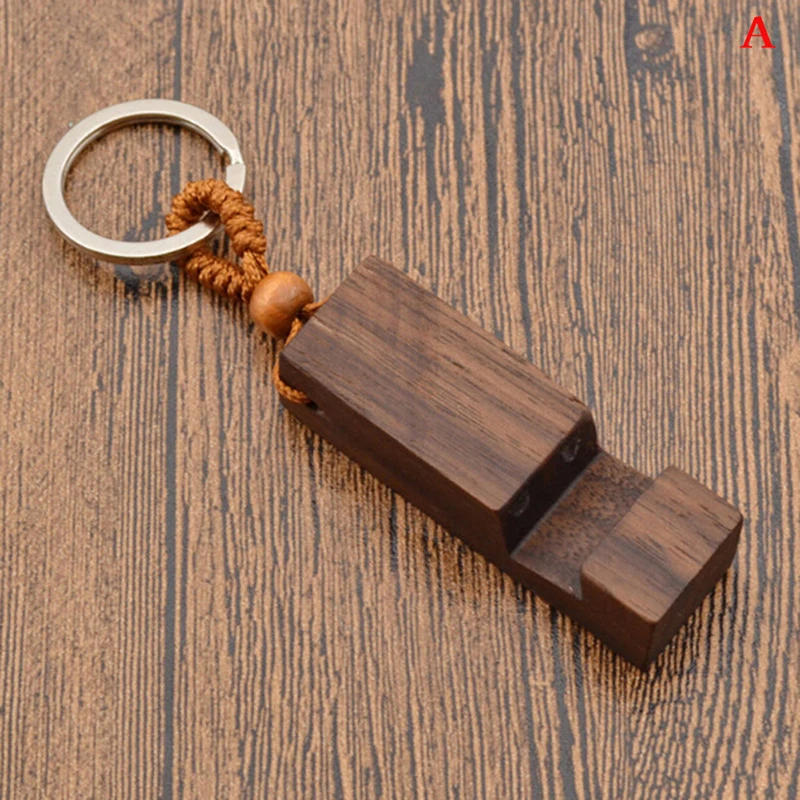 Personalized Solid Wood Keychain with Creative Phone Holder Pendant