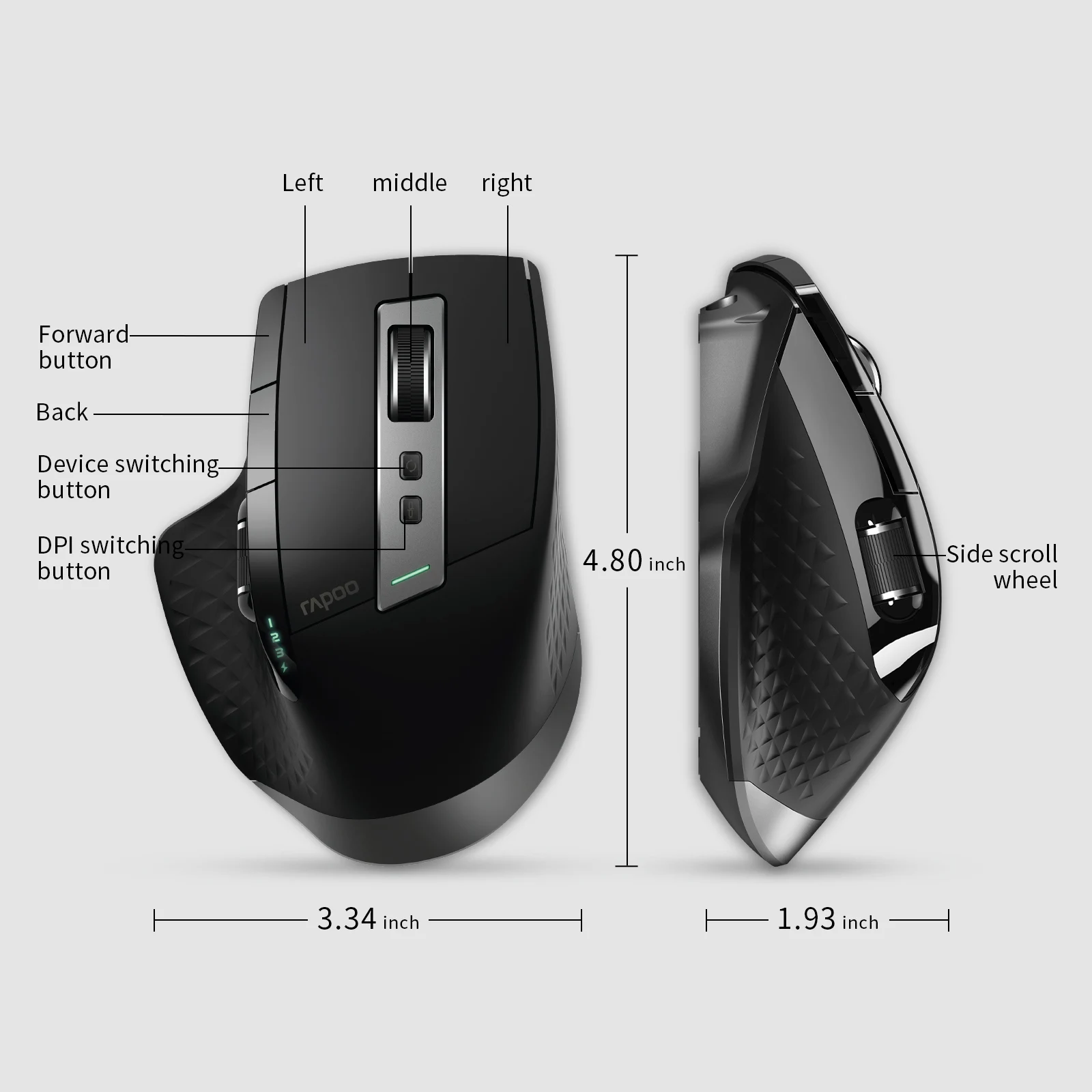 Rapoo MT750S/MT750L Multi-mode Rechargeable Wireless Mouse  3200DPI Ergonomic Bluetooth Mouse Computer Office Mice For Laptop PC