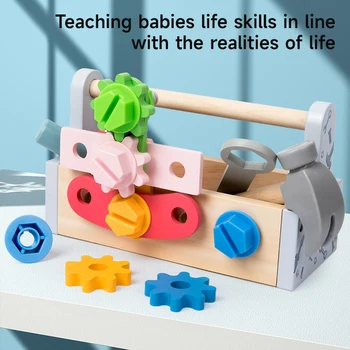 Children Toolbox Wooden Toys DIY Screw Repair Kit Toy Pretend Play Set Nut Disassembly Screw Assembly Tools Educational Toy Gift