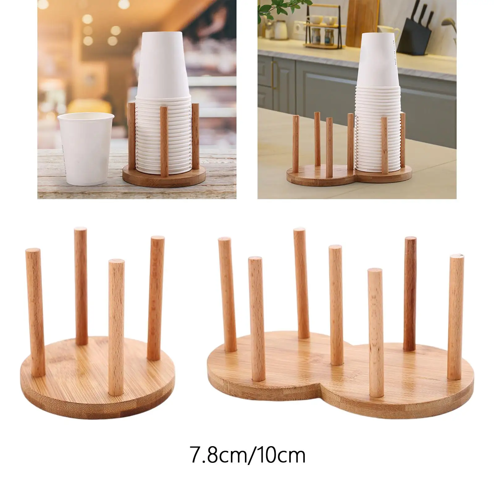 Sturdy Cup Dispenser Round Wooden Water Cups Holder for Lounges Party Countertop Bar