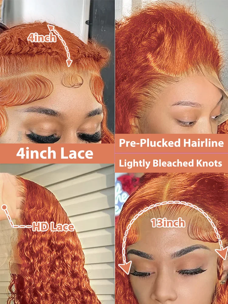 13×4 7×5 Ginger Wigs Human Hair Glueless Ginger Hd Lace Wig 13X6 Human Hair Water Wave Curly Vietnamese Deep Wave Hair Original 3